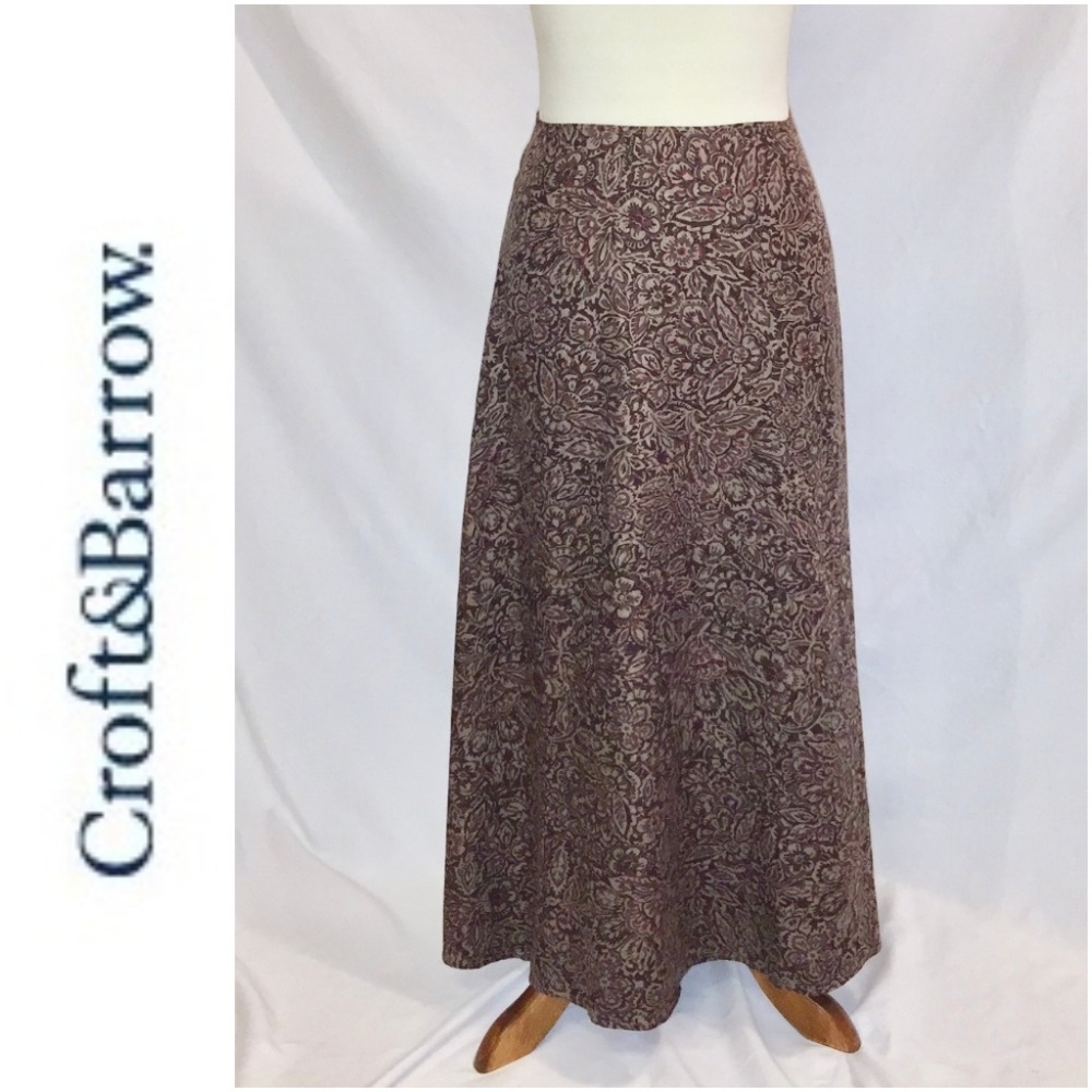 Croft & Barrow Skirt Sz 10 Tea Length Brown Floral